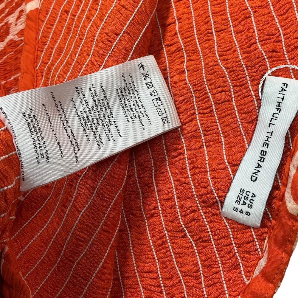 Faithfull The Brand Floral Orange Terre Mer Mini Dress Size S - Picture 4 of 4